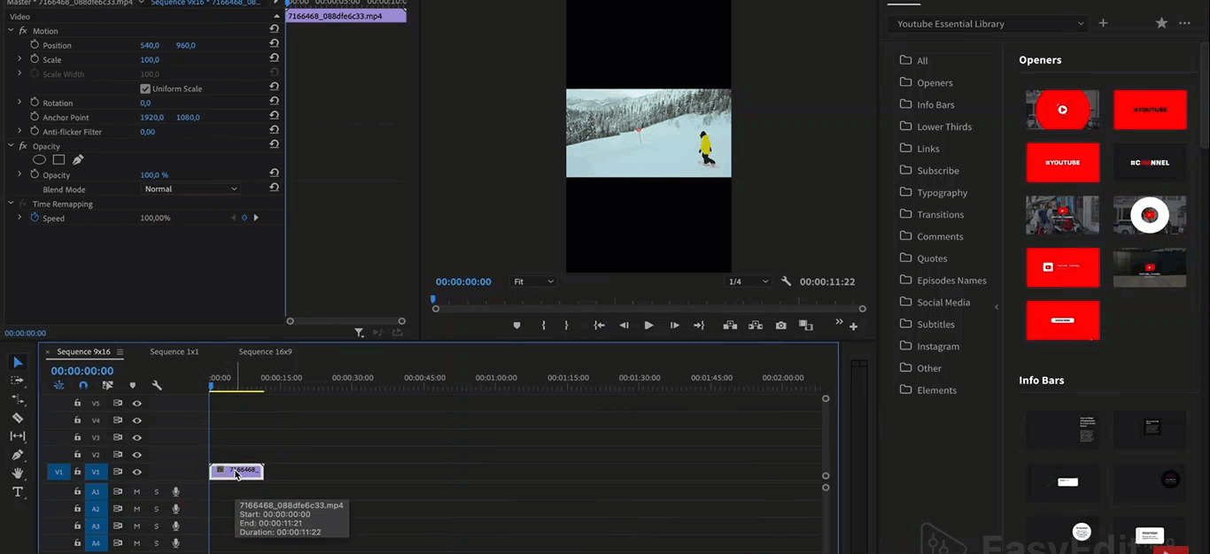 Auto reframe sequence in Premiere Pro