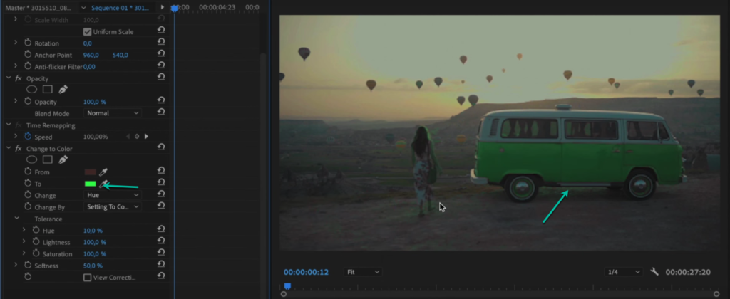 change to color effects in premiere pro